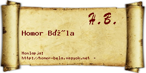 Homor Béla névjegykártya